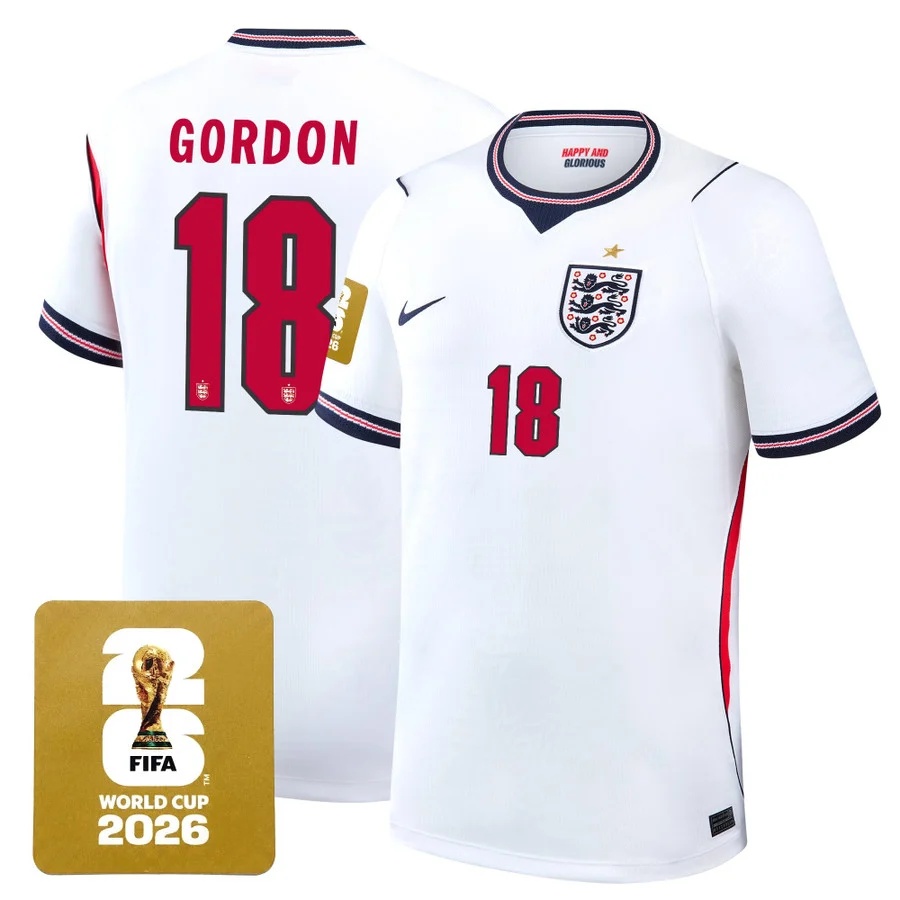 Men's England 2026 World Cup National Team Jersey #18 ANTHONY GORDON