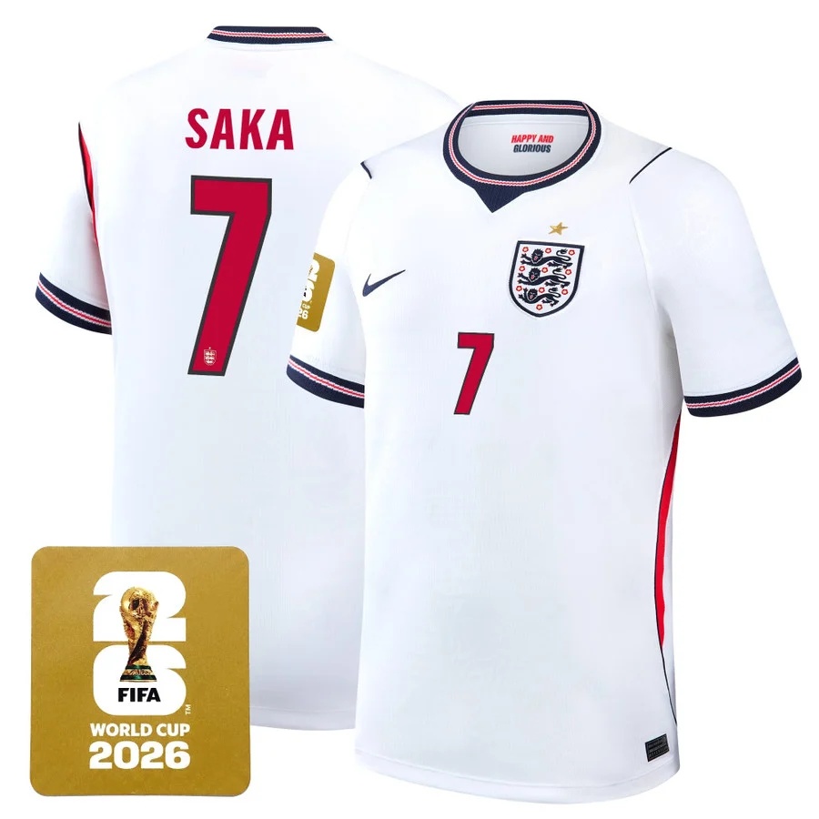 Men's England 2026 World Cup National Team Jersey #7 BUKAYO SAKA