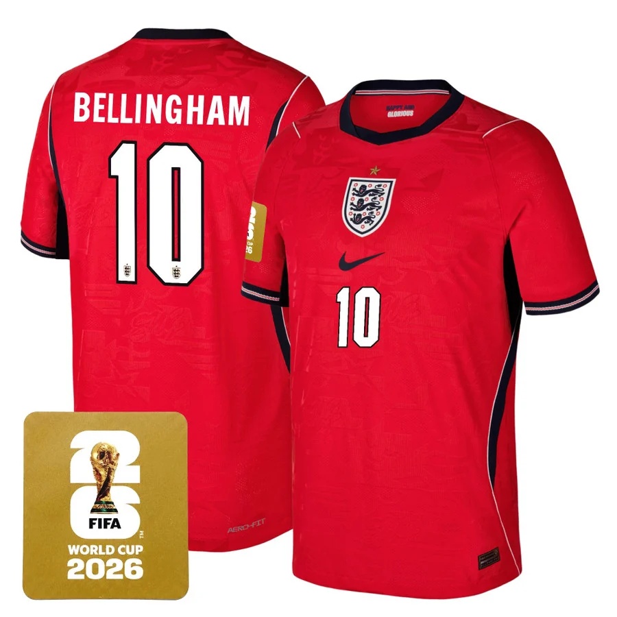 Men's England 2026 World Cup National Team Jersey RED #10 JUDE BELLINGHAM