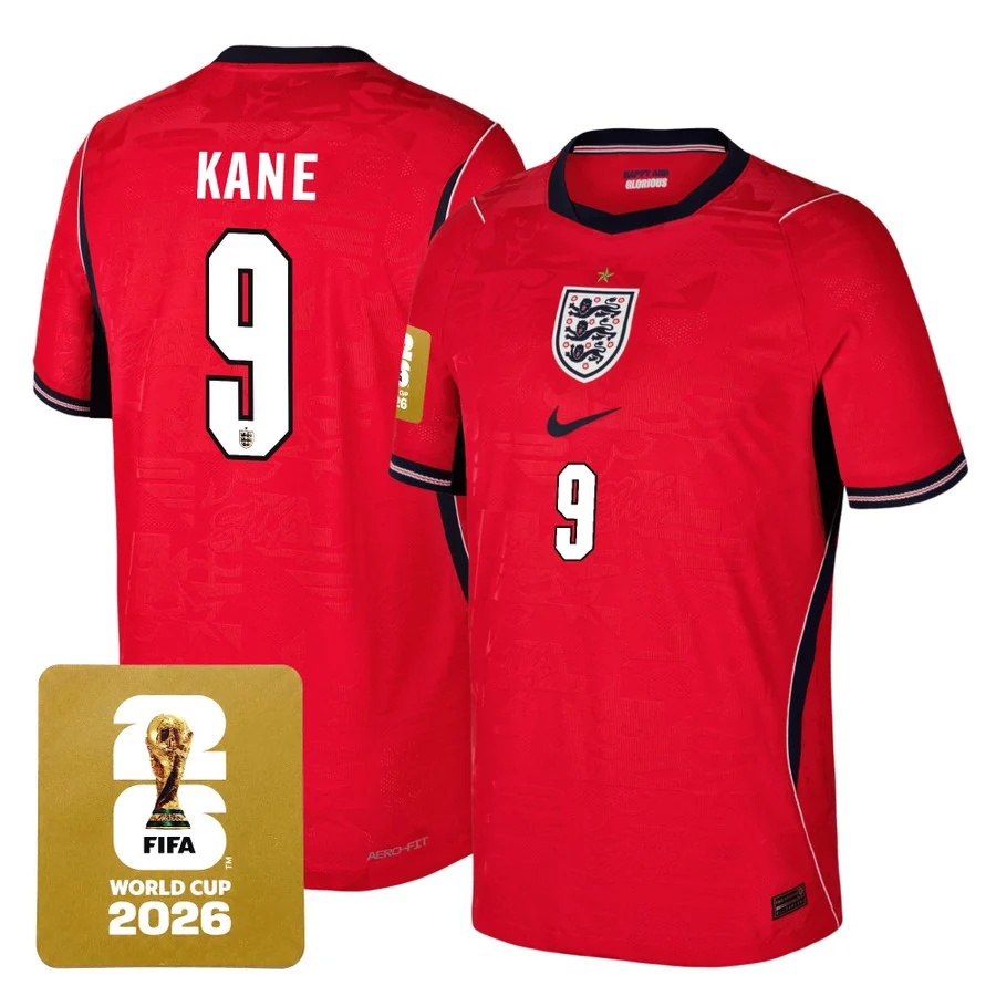 Men's England 2026 World Cup National Team Jersey RED #9 HARRY KANE