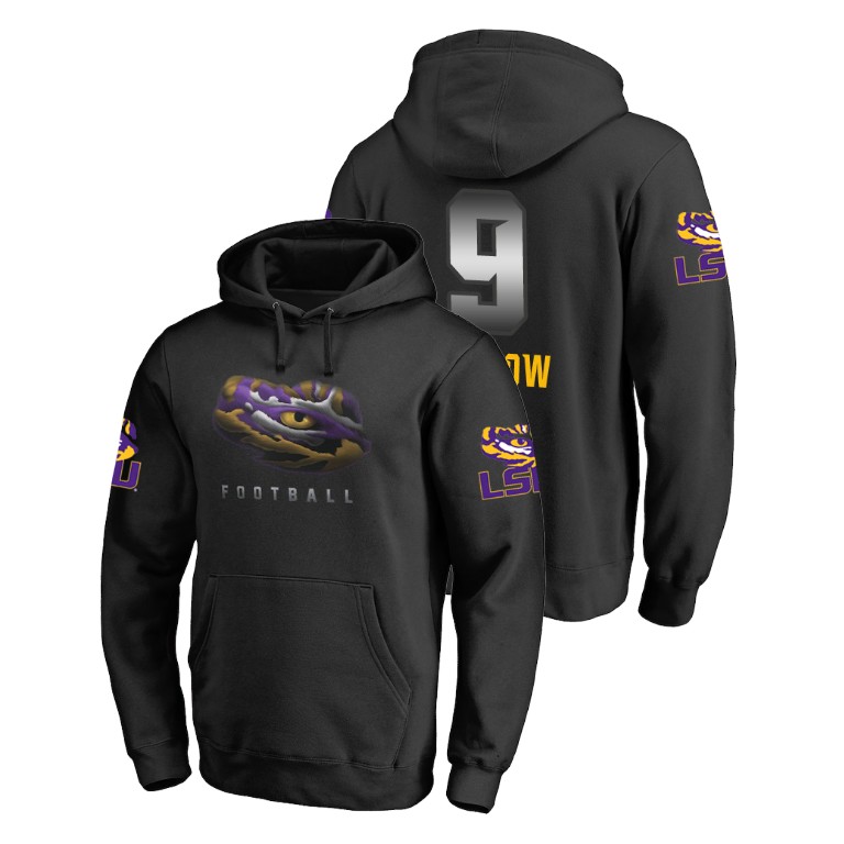 Men's Fanatics Branded #9 Joe Burrow LSU Tigers Football Black Midnight Mascot Hoodie