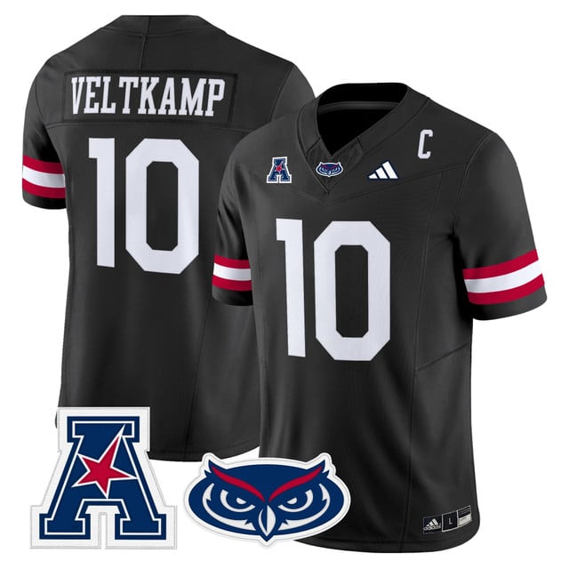 Men's Florida Atlantic Owls 2025 Vapor Limited Jersey black #10 Caden Veltkamp