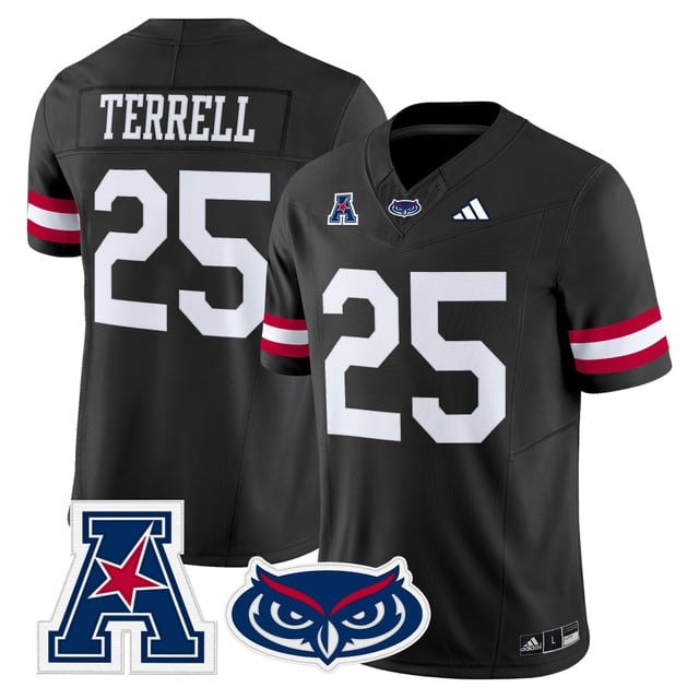 Men's Florida Atlantic Owls 2025 Vapor Limited Jersey black #25 Xavier Terrell