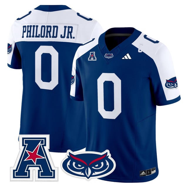 Men's Florida Atlantic Owls 2025 Vapor Limited Jersey blue #0 Wendol Philord