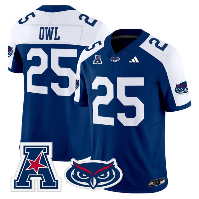 Men's Florida Atlantic Owls 2025 Vapor Limited Jersey blue #25 Owl