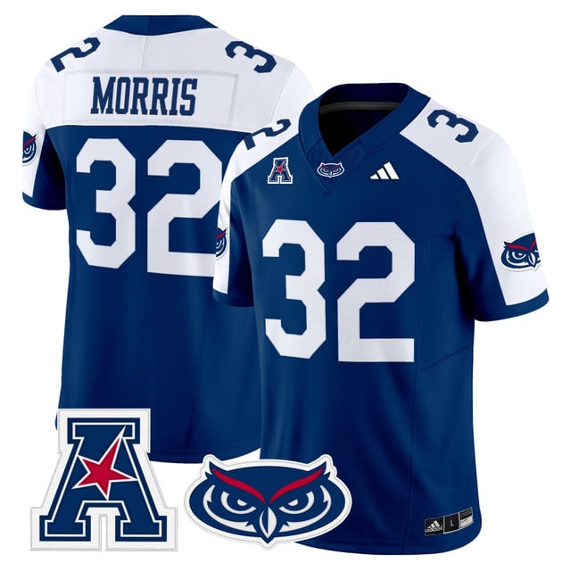 Men's Florida Atlantic Owls 2025 Vapor Limited Jersey blue #32 Alfred Morris