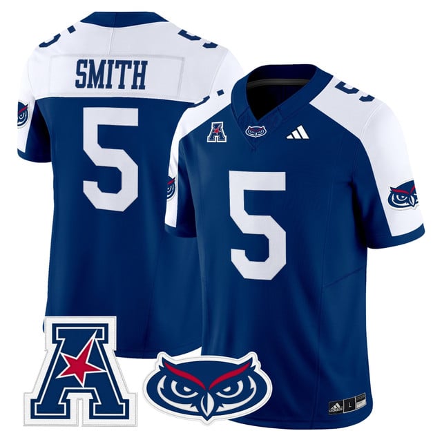 Men's Florida Atlantic Owls 2025 Vapor Limited Jersey blue #5 Jabari Smith