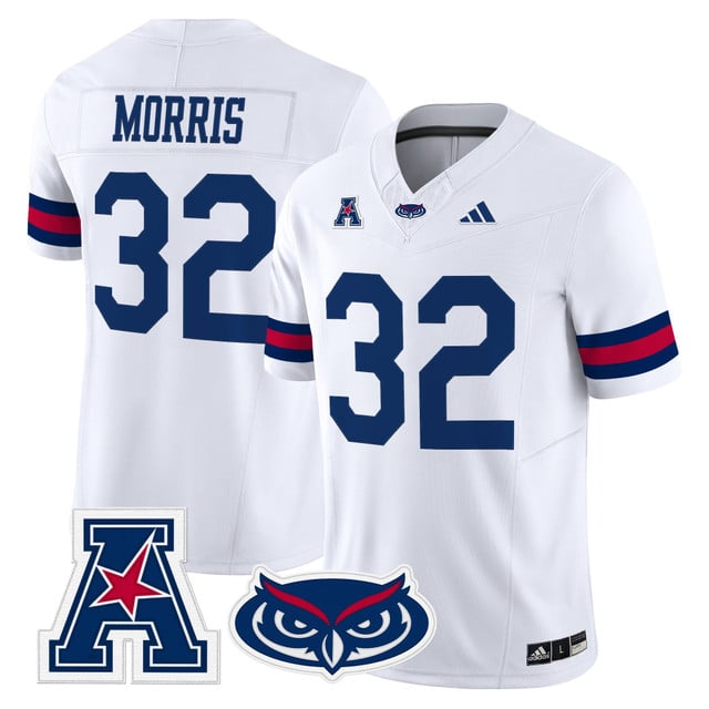 Men's Florida Atlantic Owls 2025 Vapor Limited Jersey white #32 Alfred Morris