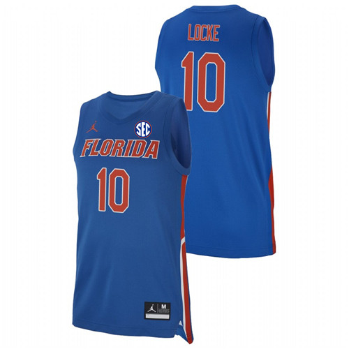Men's Florida Gators 2019-20 #10 Royal Noah Locke College Basketball Replica Jersey