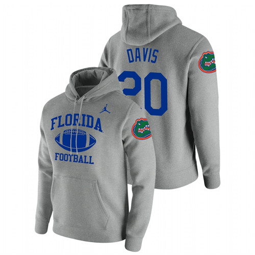 Men's Florida Gators Malik Davis Heathered Gray Retro Football Pullover Hoodie