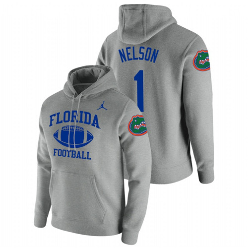 Men's Florida Gators Reggie Nelson Heathered Gray Retro Football Pullover Hoodie