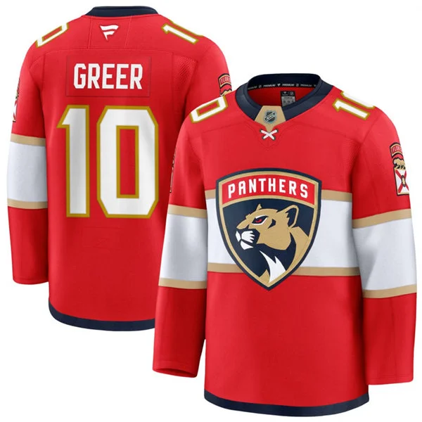 Men's Florida Panthers #10 A. J. Greer Fanatics Red Home Primegreen Player Jersey 