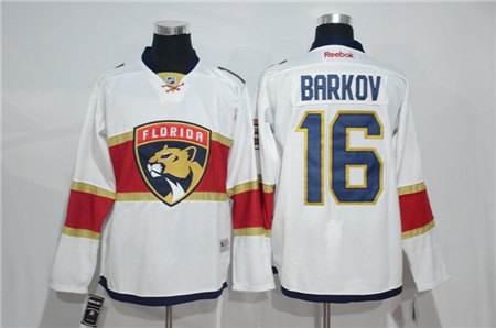 Men's Florida Panthers #16 Aleksander Barkov Adidas White Away Jersey Stitched