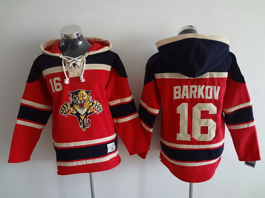 Men's Florida Panthers #16 Aleksander Barkov Old Time Hockey Red Hoodie Stitched