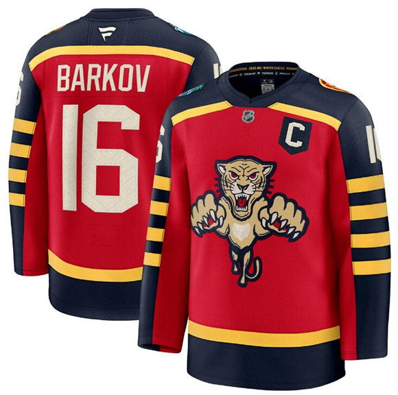 Men's Florida Panthers #16 Aleksander Barkov Red 2026 With C Patch Winter Classic Stitched Hockey Jersey