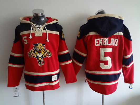 Men's Florida Panthers #5 Aaron Ekblad Old Time Hockey Red Hoodie Stitched
