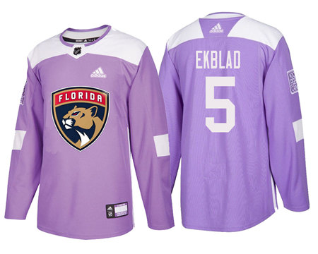 Men's Florida Panthers #5 Aaron Ekblad Purple Hockey Fights Cancer Practice Jersey Stitched