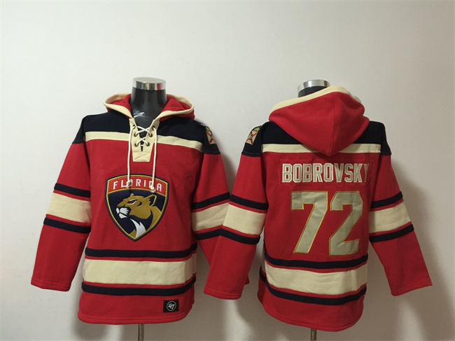Men's Florida Panthers #72 Sergei Bobrovsky Red Lace-Up Pullover Hoodie