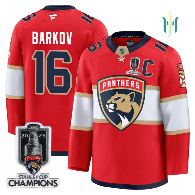Men's Florida Panthers 2025 Stanley Cup B2B Champions Jersey RED#16 ALEKSANDER BARKOV