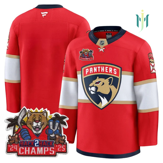 Men's Florida Panthers 2025 Stanley Cup B2B Champions Jersey RED BLANK