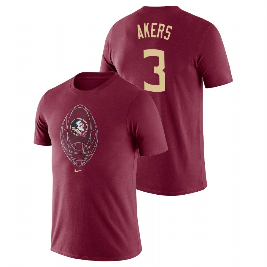 Men's Florida State Seminoles Football Icon Cam Akers Garnet T-Shirt