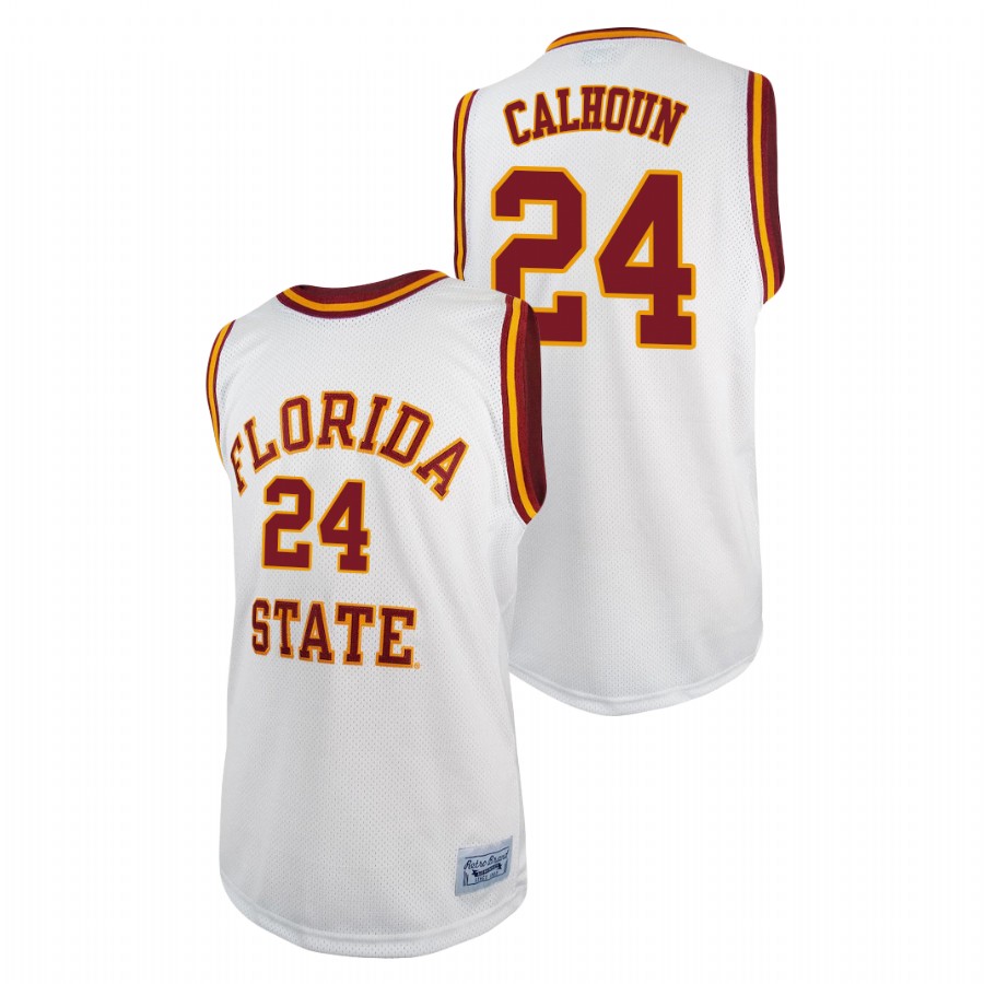 Men's Florida State Seminoles Sardaar Calhoun Basketball 2021 Original Retro Jersey White