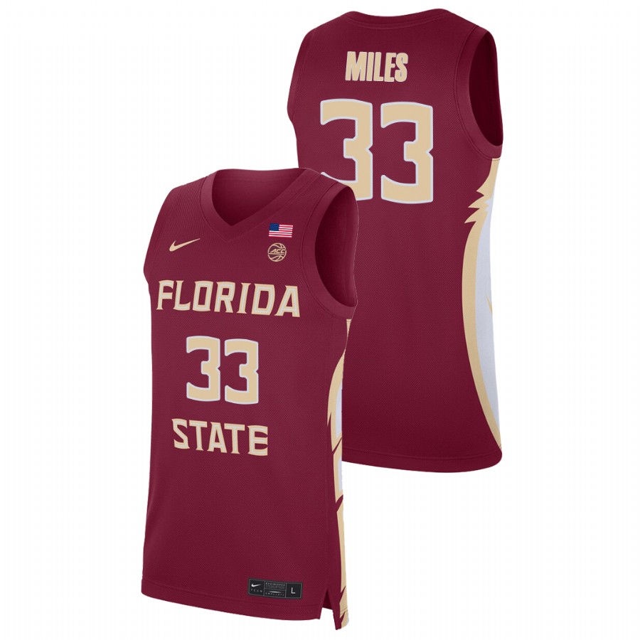 Men's Florida State Seminoles Will Miles Basketball 2021 Replica Jersey Red