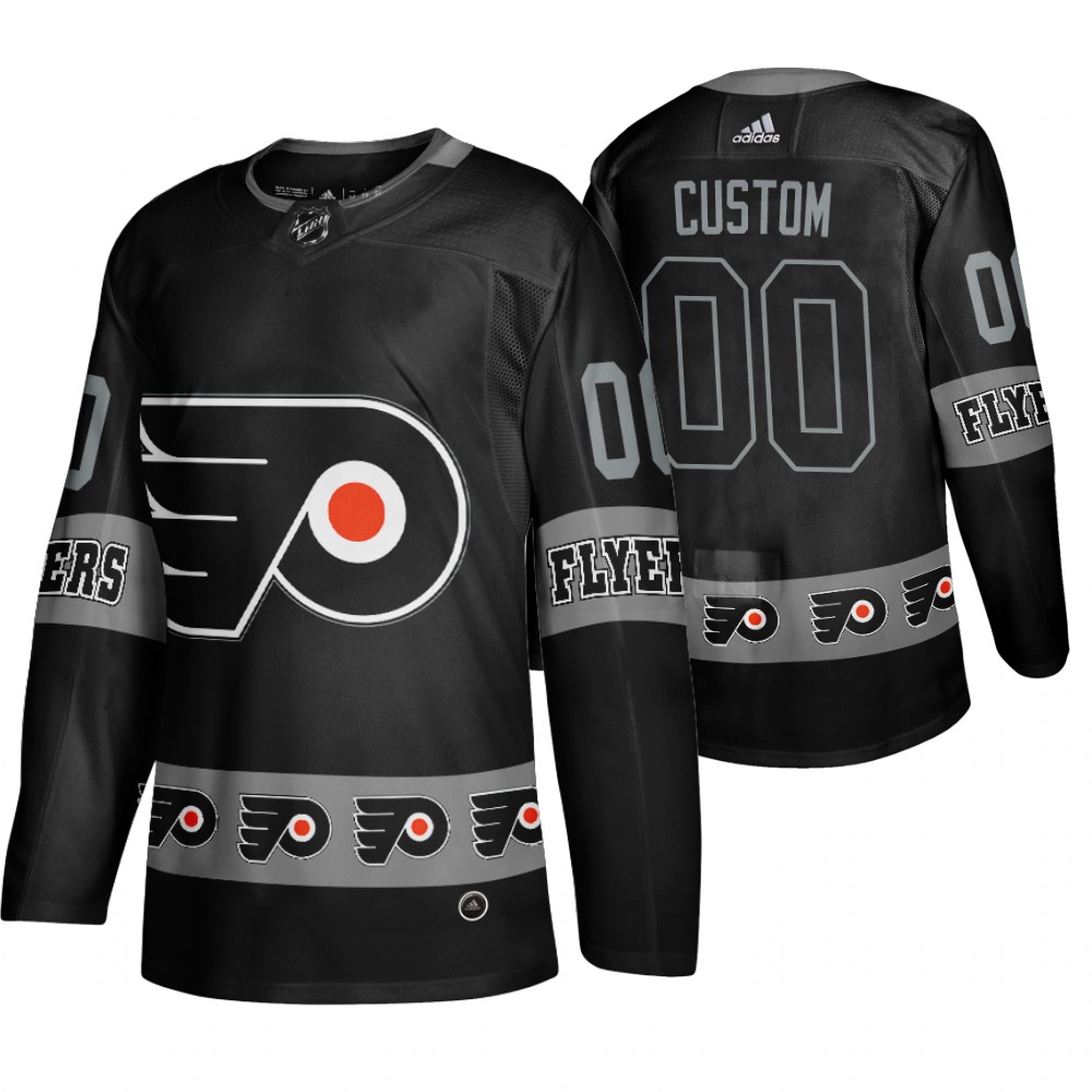 Men's Flyers #00 Custom Logo sleeve Breakaway Jersey Black