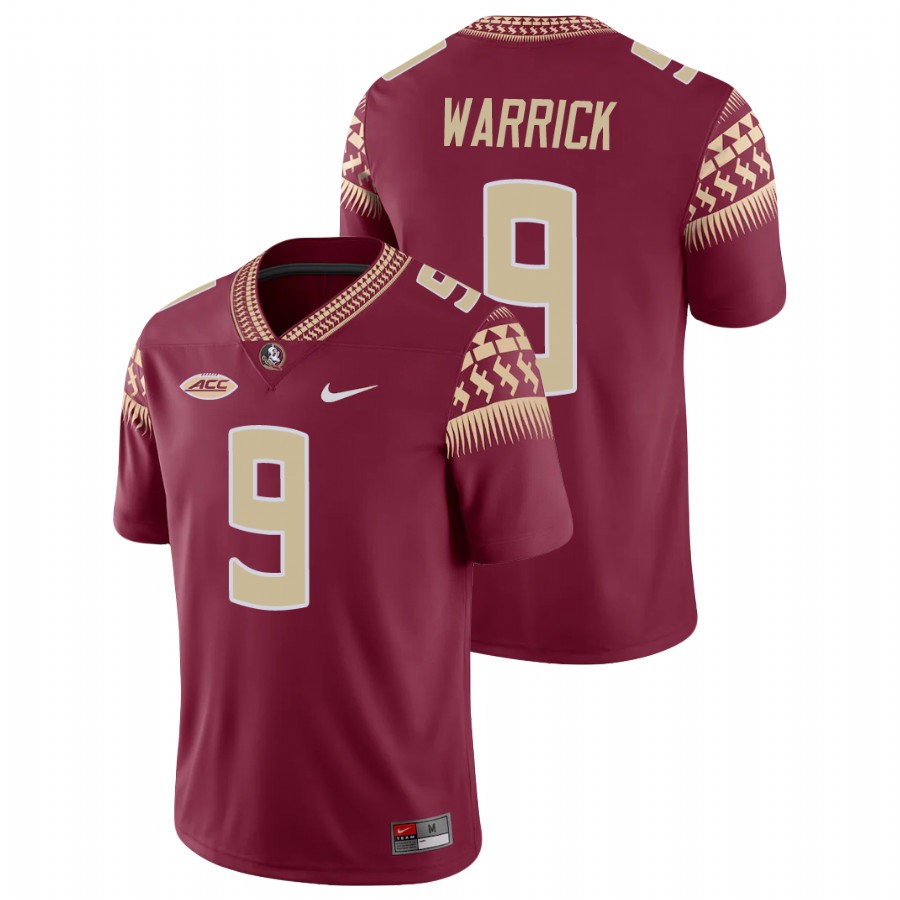 Men's Garnet Florida State Seminoles Peter Warrick Game College Football Jersey