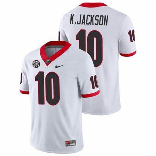 Men's Georgia Bulldogs #10 Kearis Jackson Nike White Foootball Jersey
