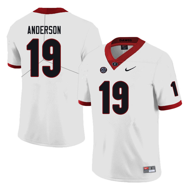 Men's Georgia Bulldogs #19 Adam Anderson Nike White Foootball Jersey