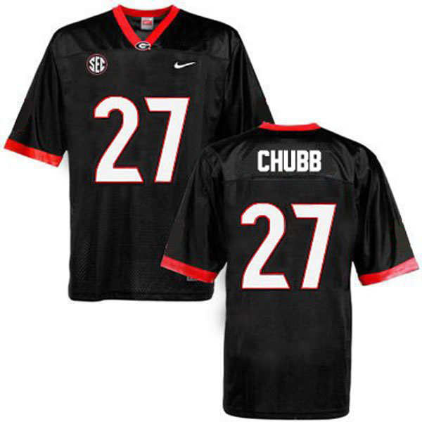 Men's Georgia Bulldogs #27 Nick Chubb Black Football Jersey