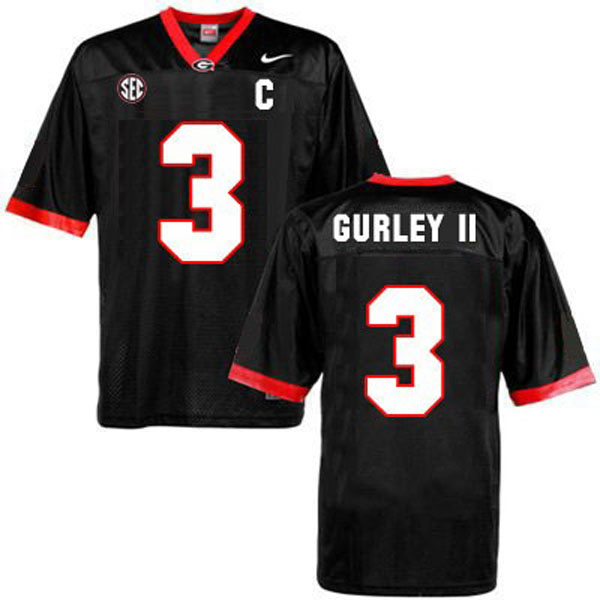 Men's Georgia Bulldogs #3 Todd Gurley II Black Football Jersey