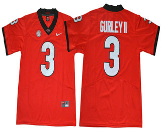 Men's Georgia Bulldogs #3 Todd Gurley Red NCAA College Foootball Jersey