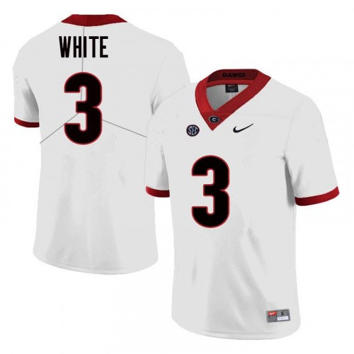 Men's Georgia Bulldogs #3 Zamir White Nike White Foootball Jersey