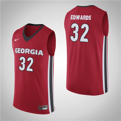 Men's Georgia Bulldogs #32 Mike Edwards College Basketball Replica Jersey Red