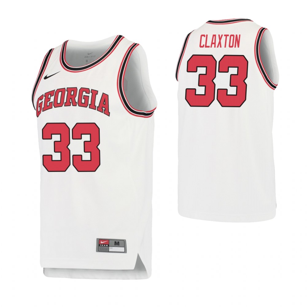 Men's Georgia Bulldogs #33 Nicolas Claxton College Basketball Retro Performance Jersey White