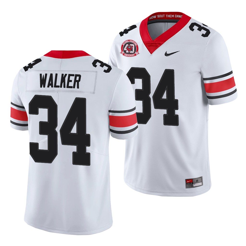 Men's Georgia Bulldogs #34 Herschel Walker Nike 40th anniversary white alternate football jersey