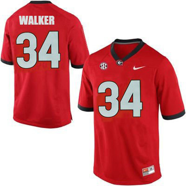 Men's Georgia Bulldogs #34 Herschel Walker Red Football Jersey