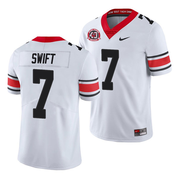 Men's Georgia Bulldogs #7 D'Andre Swift White College Football 40th Anniversary Alternate Jersey