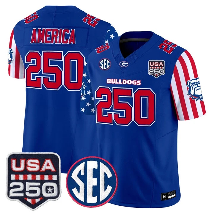 Men's Georgia Bulldogs America 250 Edition Vapor Limited Jersey ROYAL#250 AMERICA