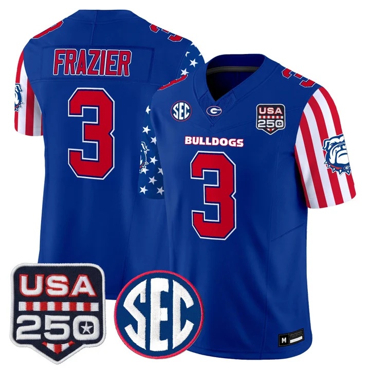 Men's Georgia Bulldogs America 250 Edition Vapor Limited Jersey ROYAL#3 NATE FRAZIER