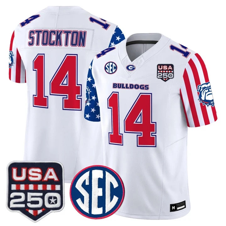 Men's Georgia Bulldogs America 250 Edition Vapor Limited Jersey WHITE#14 GUNNER STOCKTON