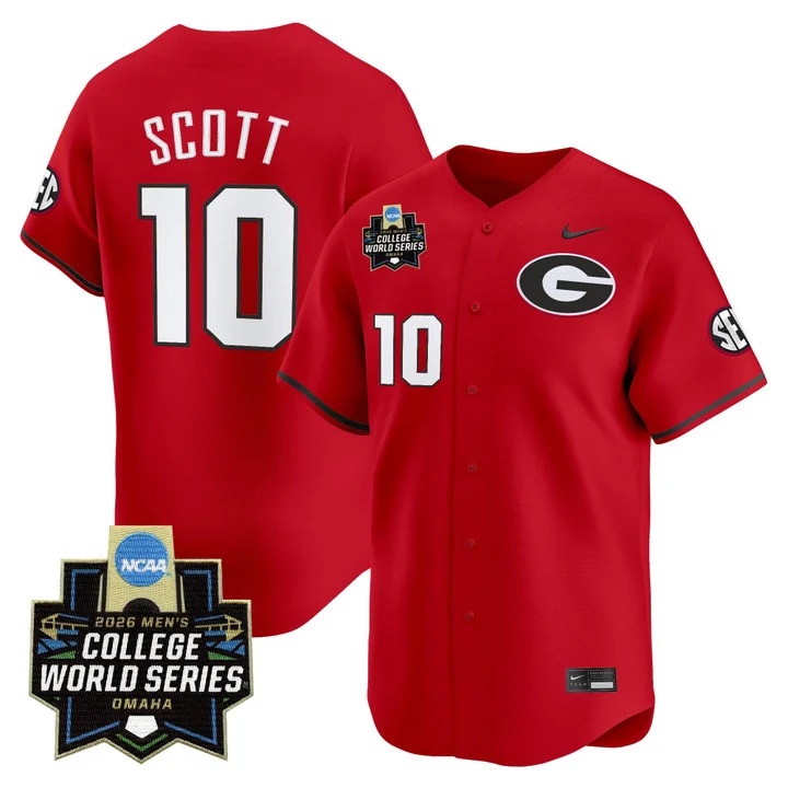 Men's Georgia Bulldogs Baseball 2026 World Series Vapor Premier Limited Jersey #10 MATT SCOTT