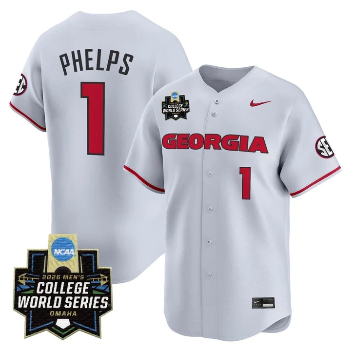 Men's Georgia Bulldogs Baseball 2026 World Series Vapor Premier Limited Jersey GRAY #1 TRE PHELPS