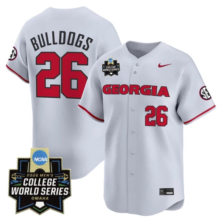 Men's Georgia Bulldogs Baseball 2026 World Series Vapor Premier Limited Jersey GRAY #26 BULLDOGS