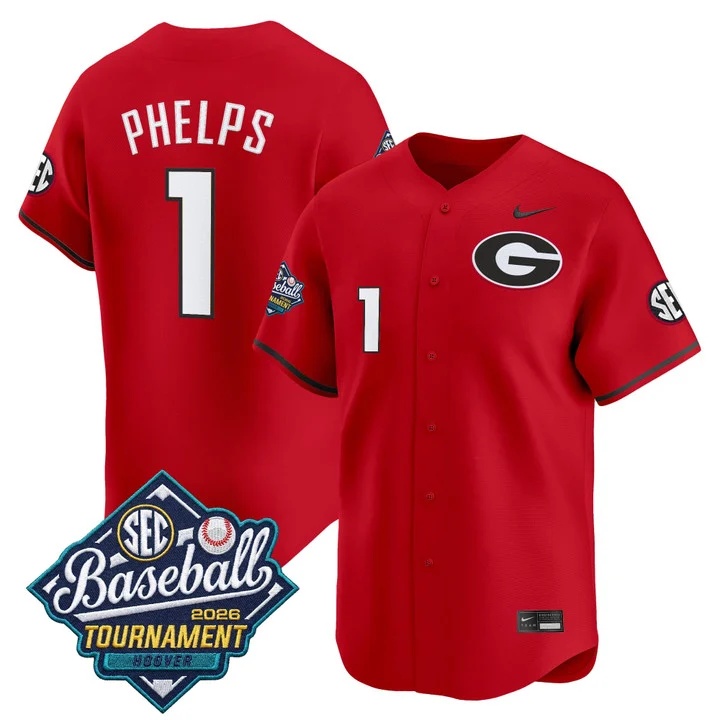 Men's Georgia Bulldogs Baseball Sec Tournament Champions 2026 Vapor Premier Limited Jersey #1 TRE PHELPS