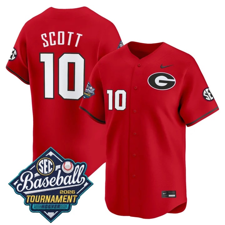 Men's Georgia Bulldogs Baseball Sec Tournament Champions 2026 Vapor Premier Limited Jersey #10 MATT SCOTT