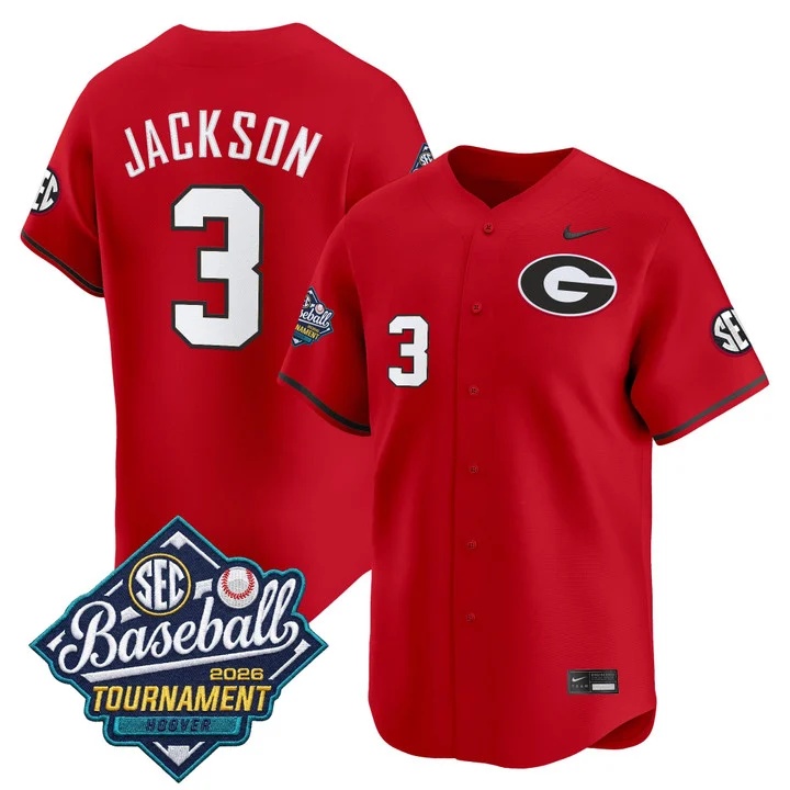 Men's Georgia Bulldogs Baseball Sec Tournament Champions 2026 Vapor Premier Limited Jersey #3 DANIEL JACKSON