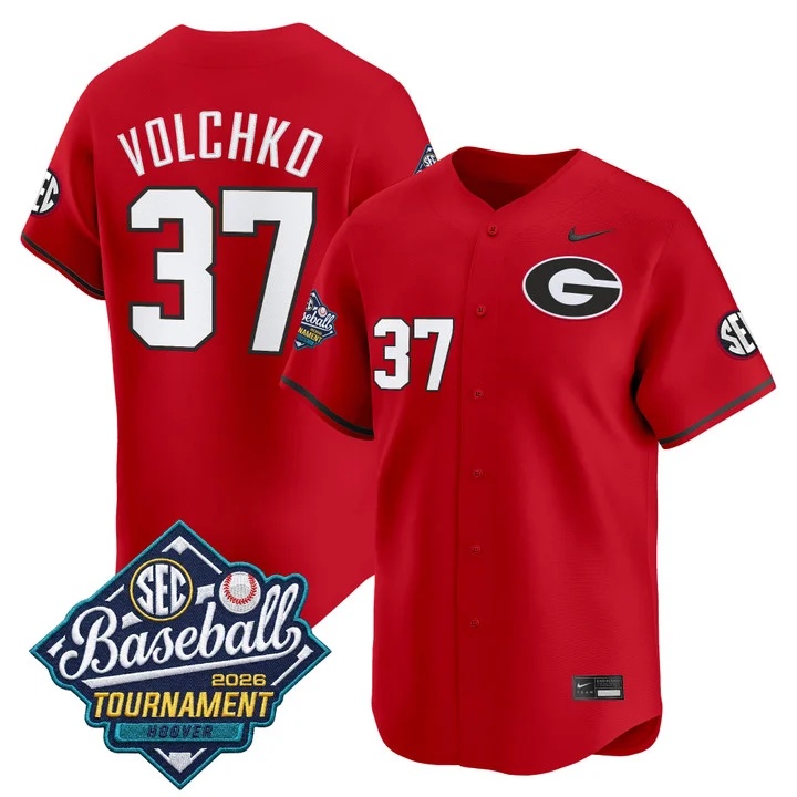 Men's Georgia Bulldogs Baseball Sec Tournament Champions 2026 Vapor Premier Limited Jersey #37 JOEY VOLCHKO
